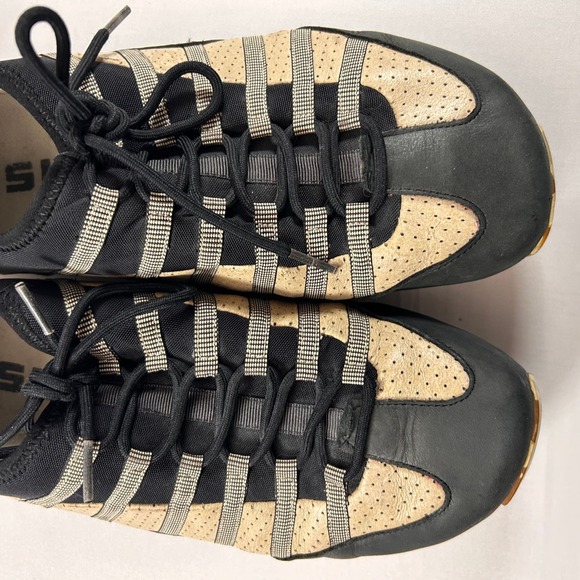 Tsubo Black Tan Leather Perforated Lace Up Sneakers Camo Sole Womens 10 EUR 43 - Picture 2 of 11